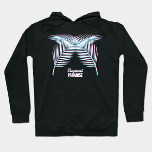 Tropical Paradise -  palm leaves with glitch effect Trendy illustration Hoodie